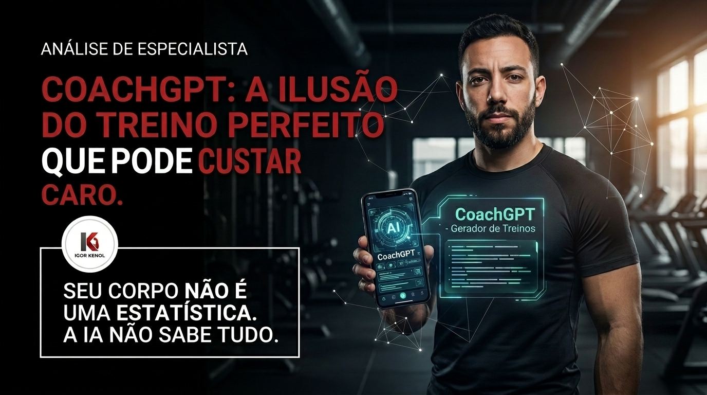 CoachGPT: Por que a Inteligência Artificial Nunca Vai Substituir o Olhar de um Bom Personal Trainer. Basta abrir a internet para dar de cara com a nova tendência do mercado fitness: o uso do ChatGPT e de outras Inteligências Artificiais para criar planilhas de treino. O chamado "CoachGPT" promete, em segundos e de graça, entregar o "treino perfeito" para hipertrofia, emagrecimento ou até mesmo para um TAF. A promessa é tentadora. Mas, até onde podemos confiar a nossa saúde, nossas articulações e os nossos resultados à frieza de um chatbot? Recentemente, reportagens e relatos de atletas amadores e profissionais começaram a expor o lado oculto dessa prática. Enquanto a IA consegue organizar uma lista de exercícios de forma lógica, ela esbarra em um limite perigoso: a falta de humanidade, empatia e conhecimento prático. Como Personal Trainer e criador do Método Kenol, eu garanto a você: anos de estudo em biomecânica, fisiologia e horas incalculáveis corrigindo posturas no chão de academia não podem ser substituídos por um algoritmo de texto.